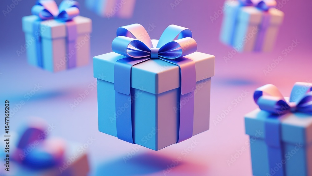 Aufkleber a beautiful display of floating gift boxes with elegant ribbons and a soft color palette perfect for