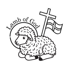 Line art of lamb of god cartoon vector