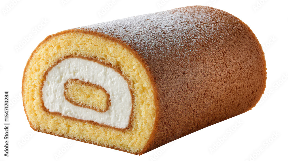 Poster isolated swiss roll cake on transparent background with soft texture and creamy filling