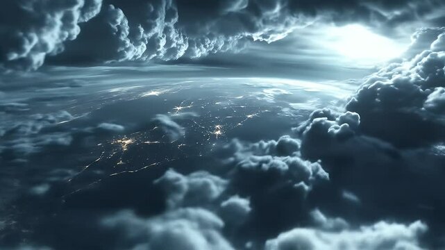 Dramatic Cloudscape with Silver Linings at Night with Thunderstorm Creating Dreamlike Scene Filled with Depth and Wonders