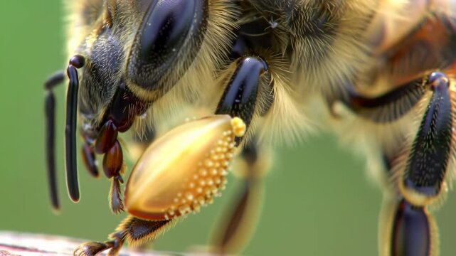 Honeybee Leg Detail: Pollen Basket Macro