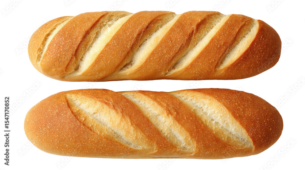 Poster fresh bread loaf isolated on transparent background with golden crust and soft texture