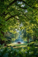 Couple sits on park bench