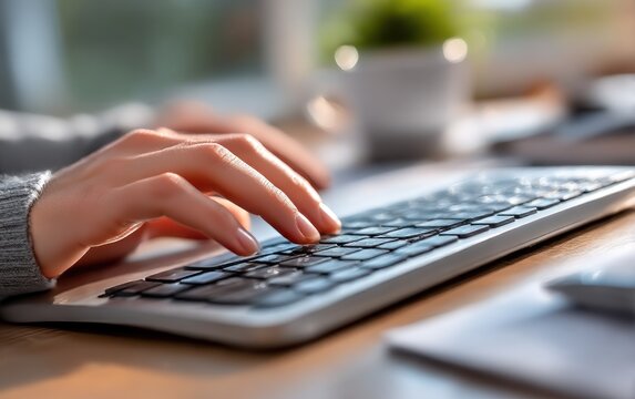 Close-up of hands typing on a keyboard (2)