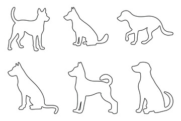 Dog silhouette set. dog breed black silhouette logo symbol set. Set of wolf silhouette design. Vector illustrator