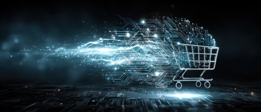 Digital shopping cart on a circuit board