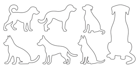 Dog silhouette set. dog breed black silhouette logo symbol set. Set of wolf silhouette design. Vector illustrator