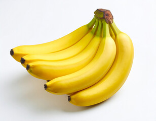 Fresh Bananas in a Bunch Isolated on White Background &ndash; Ripe Tropical Fruit Close Up


