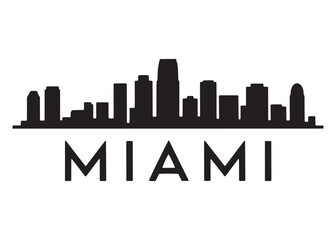 Sleek Silhouette of the Miami Skyline A Striking Emblem of Urban Majesty and Architectural Prowess Against a Stark White Backdrop