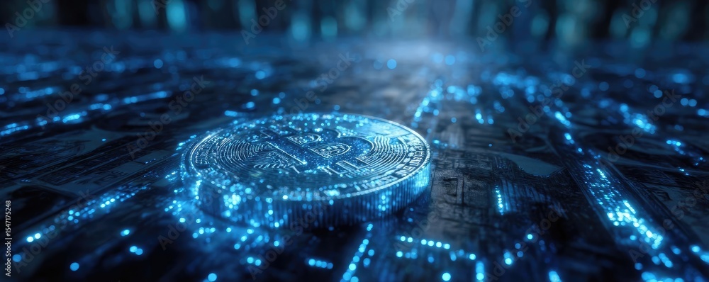 Poster minimum benefit with income and wage concerns concept. digital representation of cryptocurrency on a
