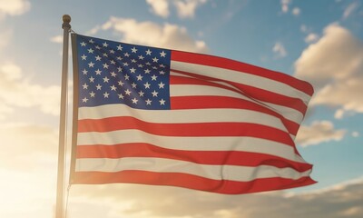 American flag waving in wind patriotism national identity symbol