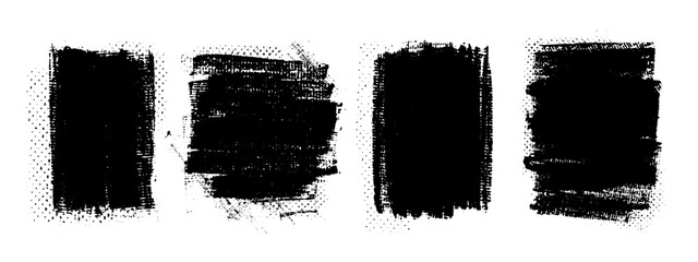 Vector black hand drawn brush stroke, brush, line or texture. Dirty artistic design element, box, frame or background  for text. Halftone texture. Grunge rough edges. 