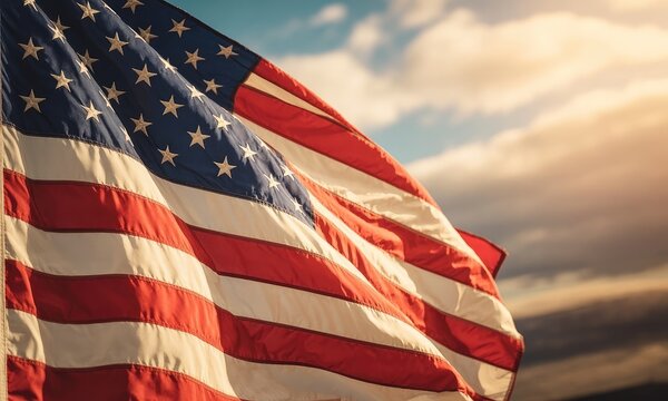 Waving american flag national symbol patriotism freedom