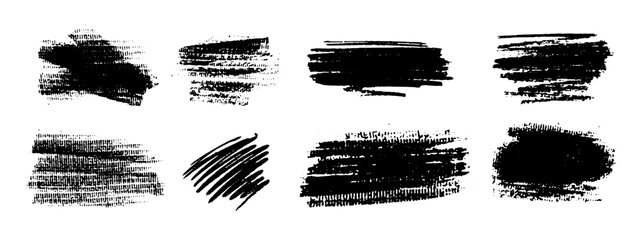 Vector black hand drawn brush stroke, brush, line or texture. Dirty artistic design element, box, frame or background  for text. Halftone texture. Grunge rough edges. 
