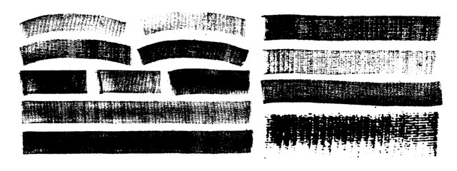 Vector black hand drawn brush stroke, brush, line or texture. Dirty artistic design element, box, frame or background  for text. Halftone texture. Grunge rough edges. 