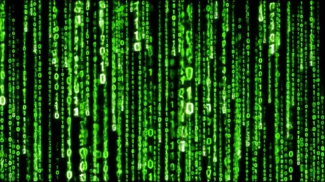 Digital Rain Abstract Visualization of Binary Code Streaming