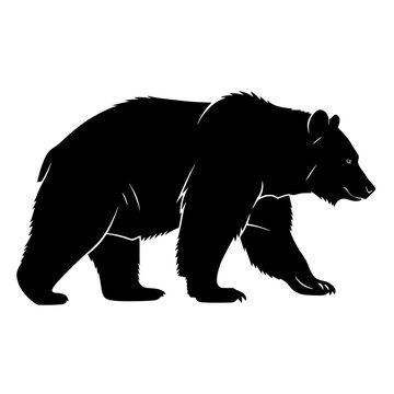 A Majestic Silhouette A Powerful Bear Strolls Confidently Across A Snowy Landscape Under The Watchful Eye Of The Moon
