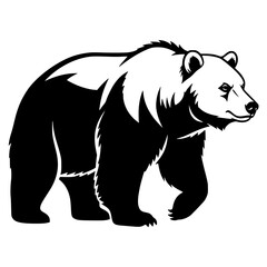 Majestic Bear Silhouette Symbolizing Strength Wilderness and Nature in a Black and White Graphic Design