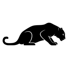 Silhouette of a Black Panther in a Crouching Position Ready to Pounce Representing Stealth and Power