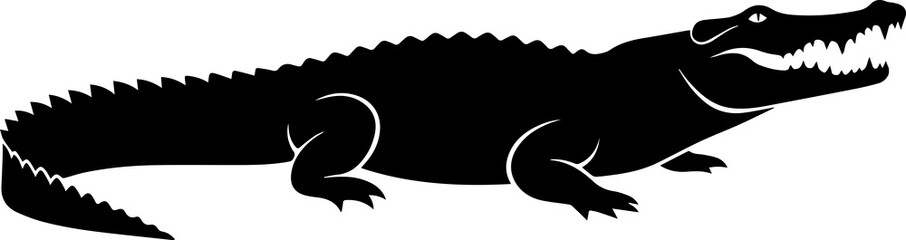 Aggressive Crocodile Silhouette
