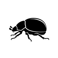 Illustration of a Shiny Beetle Showing its Segmented Body with Six Legs and Antennae Against Plain Backdrop