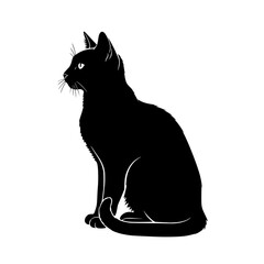 A Captivating Portrait of a Black Cat in Silhouette Sitting Majestically and Elegantly Displaying Serenity and Gracefulness