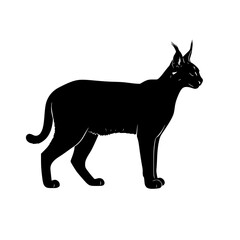 An Illustration of a Caracal Cat Standing Silhouetted Against a White Background Perfect for Decoration or Educational Purposes