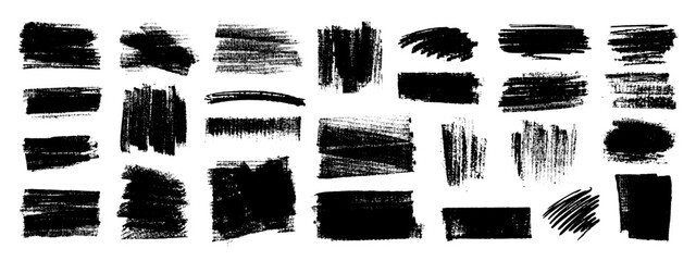 Vector black hand drawn brush stroke, brush, line or texture. Dirty artistic design element, box, frame or background  for text. Halftone texture. Grunge rough edges. 