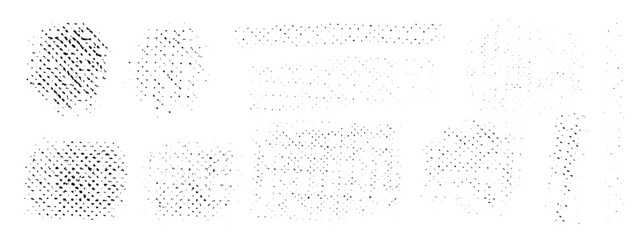 Vector black hand drawn brush stroke, brush, line or texture. Dirty artistic design element, box, frame or background  for text. Halftone texture. Grunge rough edges. 