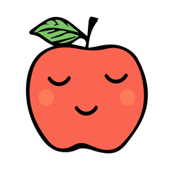 Happy cute apple. Vector cartoon character in flat style isolated on white background.