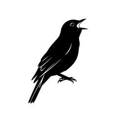 A Silhouette of a Singing Bird with Its Beak Open Releasing a Melodious Tune and Vibrant Song