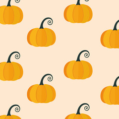 Pattern with pumpkins on beige background. Product design, wrapping paper, wallpaper. Vector illustration.