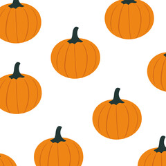 Pattern with pumpkins on a white background. Product design, wrapping paper, wallpaper. Vector illustration.