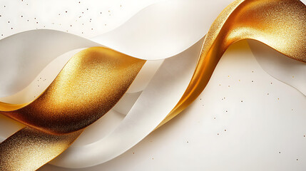 Elegant white and gold ribbon abstract design background for celebratory events and high end branding