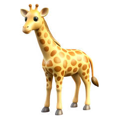 Fototapeta premium Adorable cartoon giraffe standing, isolated on white background, 3D render