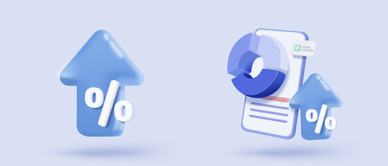 3d statistic graph icon for investment diagram report. creative solution concept on pastel background. Goal for business, bank, finance. 3d analysis investment graph vector icon render illustration