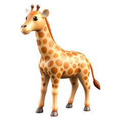 Obraz premium Adorable cartoon giraffe standing, isolated on white background, 3D render