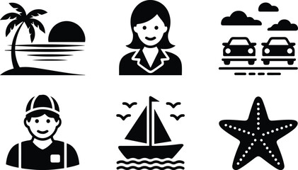 Travel and Vacation Icon Set silhouette Vector illustration.