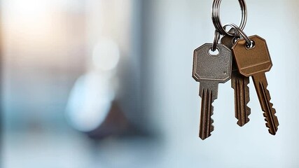 Multiple keys on keyring with blurred background symbolizing property access - Powered by Adobe