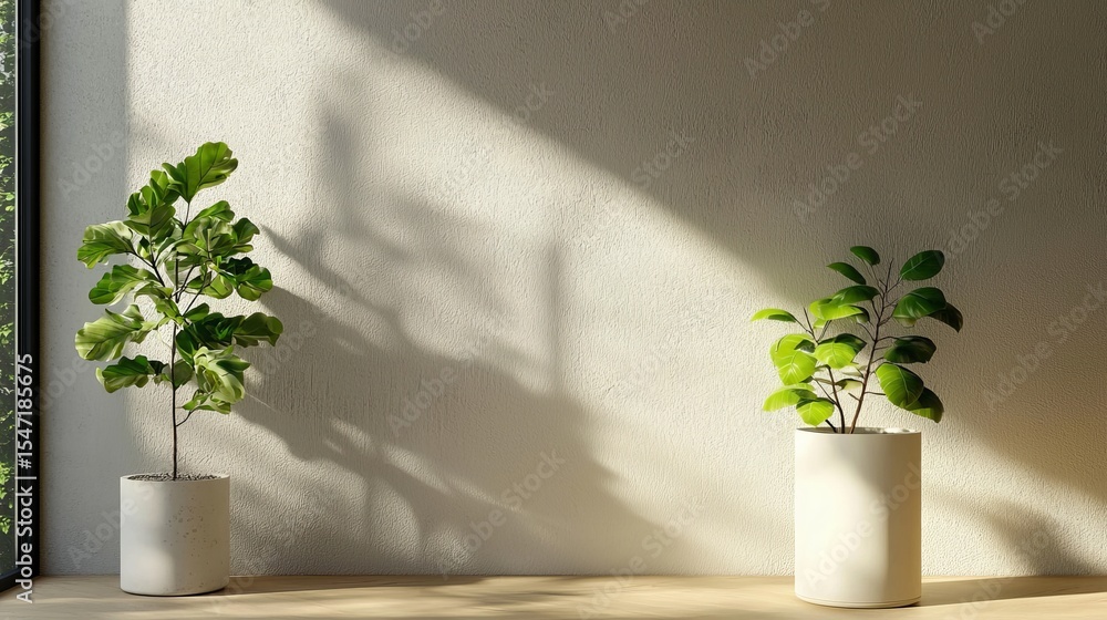 Poster embracing simplicity in design with greenery and soft illumination.
