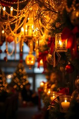 Warm candlelight glows softly enchanting Christmas spirit festive cheer