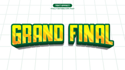 Bold and shiny 3D text effect reading “GRAND FINAL” in vibrant yellow and green, perfect for sports, competitions, events, or tournament promotion. Fully editable vector style