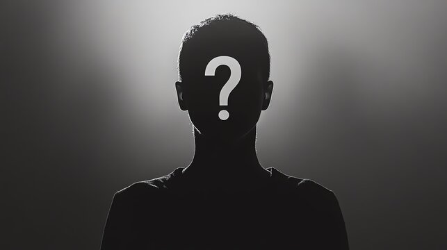 Silhouette of a person with a question mark. - Powered by Adobe