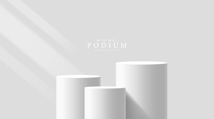3D product Minimal display stand, white circle on gray background. Abstract geometric shapes in a simple design. Fashion stage mockup scene. Studio product display stand. Product advertising stand