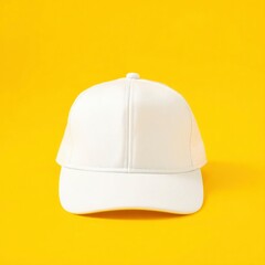 Fototapeta premium yellow background white cap mockup