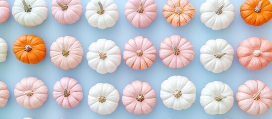 Pastel Pumpkins: A Delightful Arrangement of Fall's Bounty in Gentle Hues