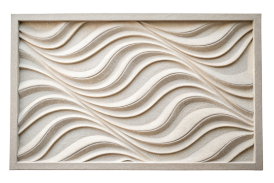 Decorative panel with abstract wavy relief pattern isolated with transparent background