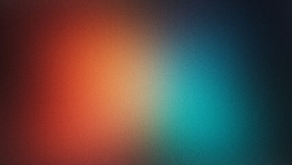 Red and cyan gradient background with grainy texture and soft blended lighting.