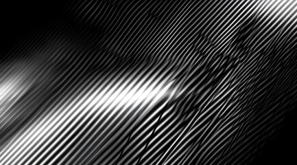 Abstract black and white diagonal lines, radiating light