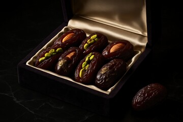 Stuffed Dates with Almond and Pistachio in Box